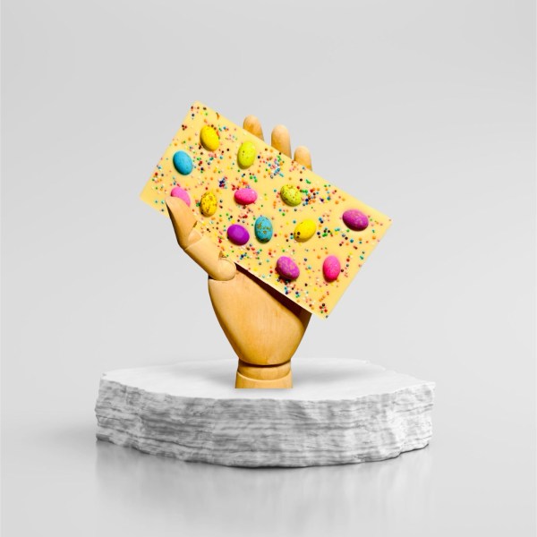 White Chocolate topped with Speckled Eggs